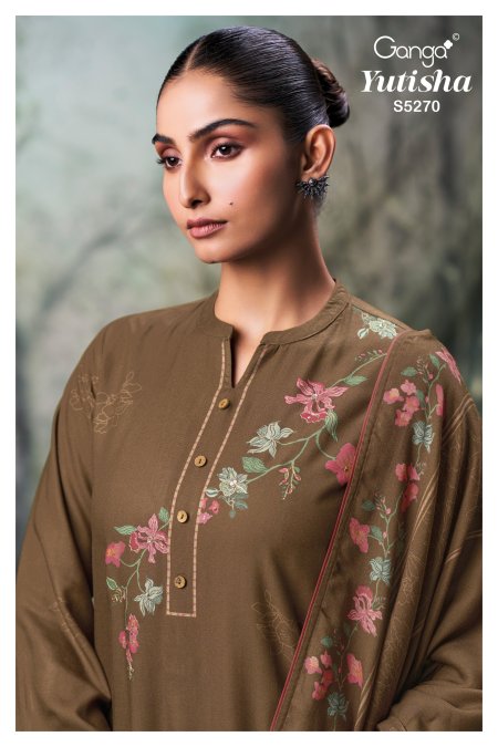 Yutisha 5270 By Ganga Wool Pashmina Dress Material